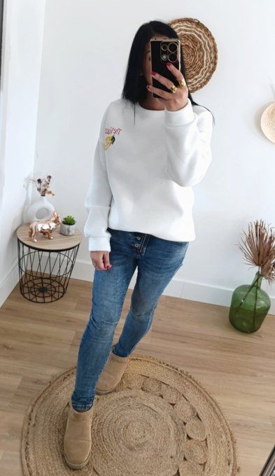 Sweat tendance citron écru , t. Unique jusqu'au 42