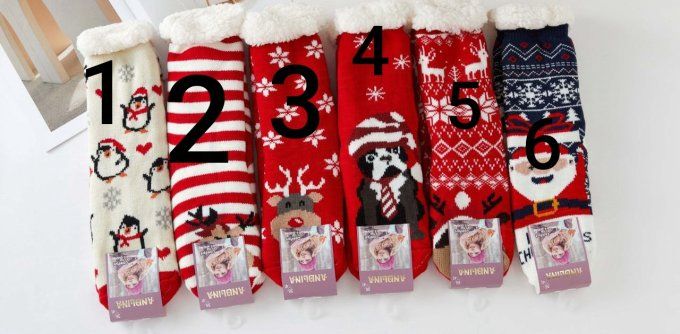 Chaussettes chaussons antidérapantes de Noël Taille unique 35 au 41