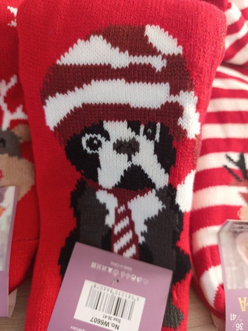 Chaussettes chaussons antidérapantes de Noël Taille unique 35 au 41