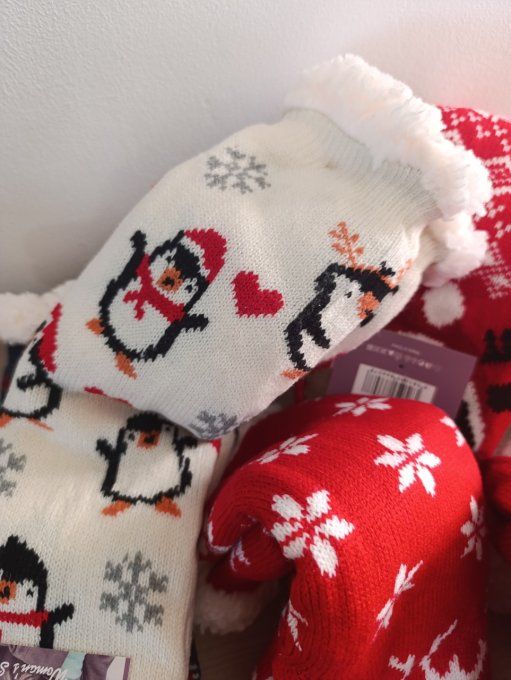 Chaussettes chaussons antidérapantes de Noël Taille unique 35 au 41