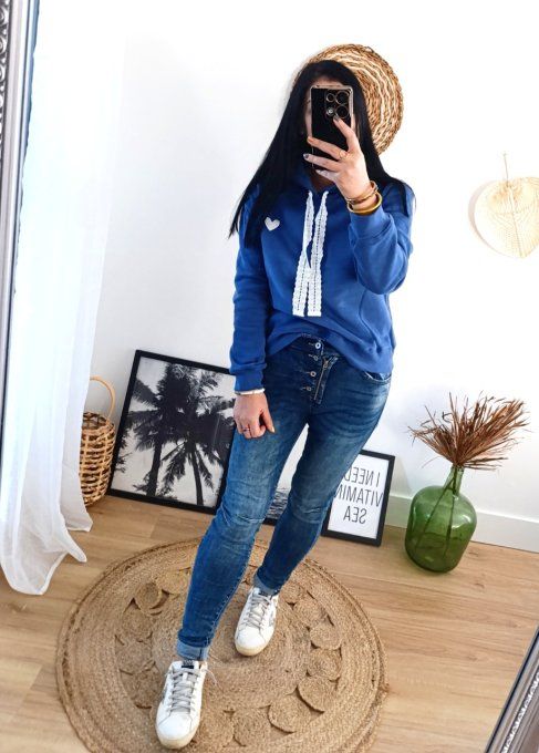 Sweat à capuche avec coeur brodé  collection mère fille 