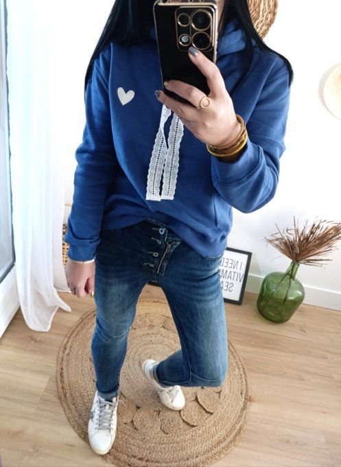 Sweat à capuche avec coeur brodé  collection mère fille 