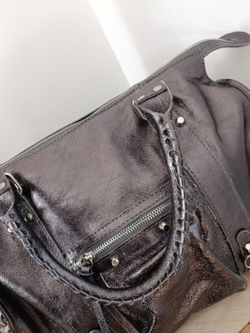 Sac ciaga grand format en noir brillant , noir used, argenté , chrome , bronze ou doré !