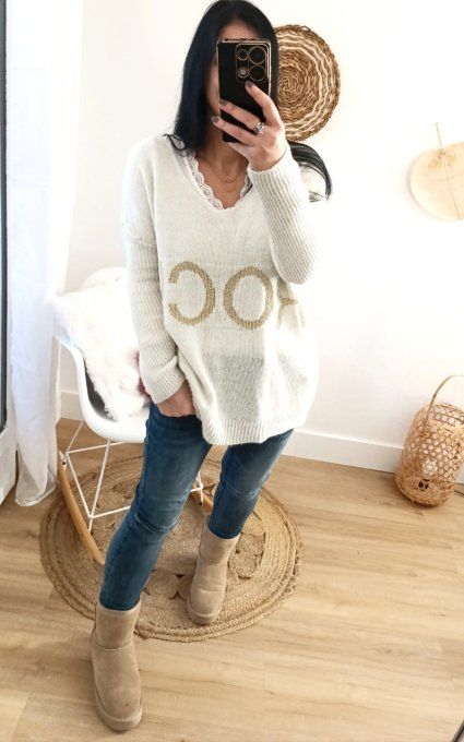 Pull rock oversize rose pastel ou ecru