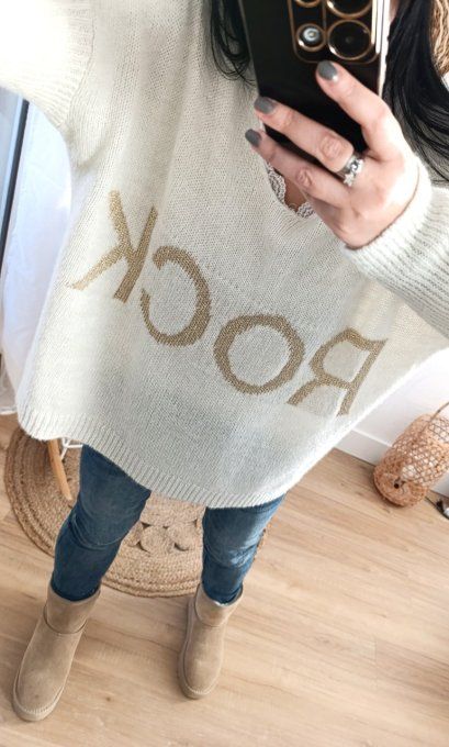 Pull rock oversize rose pastel ou ecru
