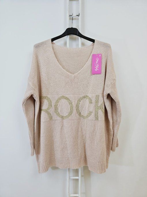 Pull rock oversize rose pastel ou ecru