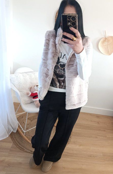Veste , gilet sans manches fausse fourrure Carla - taille unique 34 jusqu'au 40