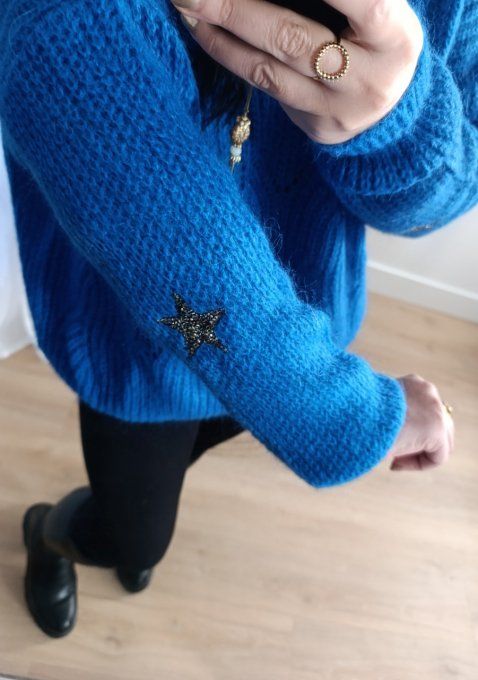 Pull ajouré 30% mohair 3 coloris, taille unique jusqu'au 42 