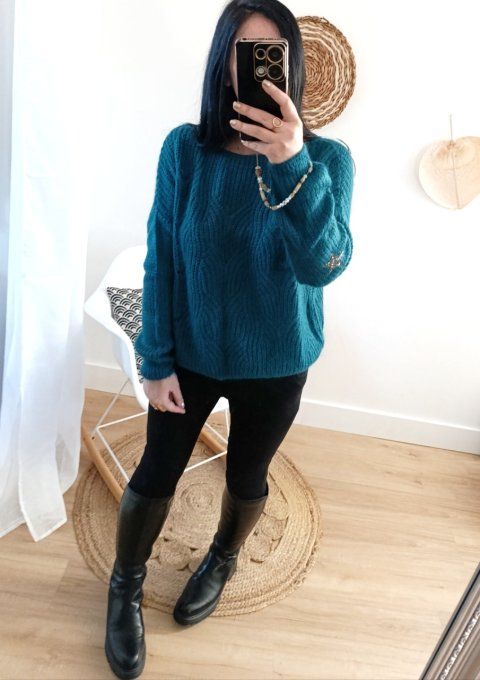 Pull ajouré 30% mohair 3 coloris, taille unique jusqu'au 42 