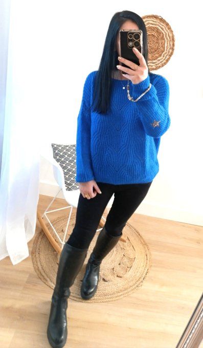 Pull ajouré 30% mohair 3 coloris, taille unique jusqu'au 42 