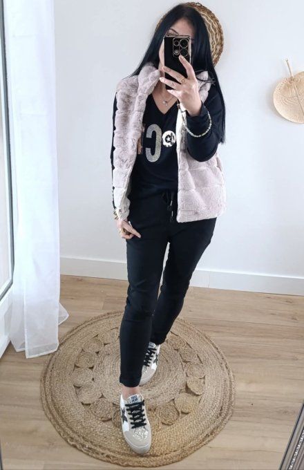 Veste , gilet sans manches fausse fourrure Carla - taille unique 34 jusqu'au 40