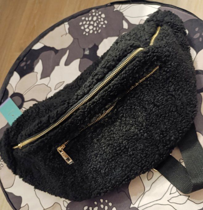 Ciao Boum - Maxi sac banane teddy ecru ou noir 