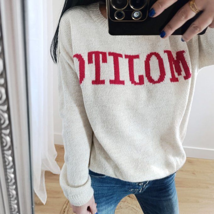 Pull inscription Mojito . Taille unique jusqu'au 42 