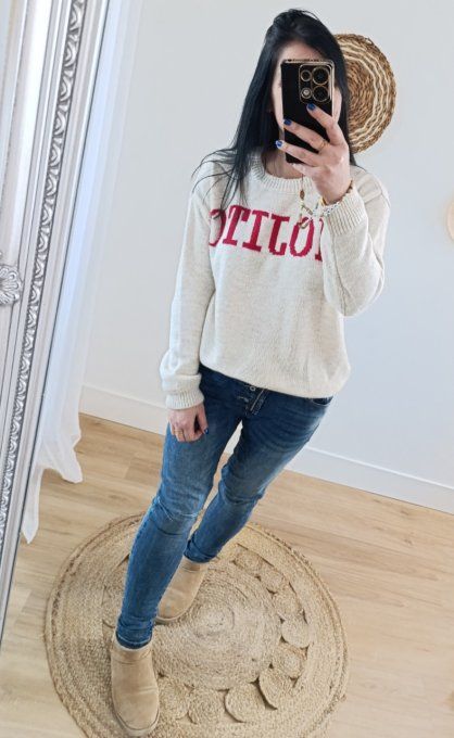 Pull inscription Mojito . Taille unique jusqu'au 42 