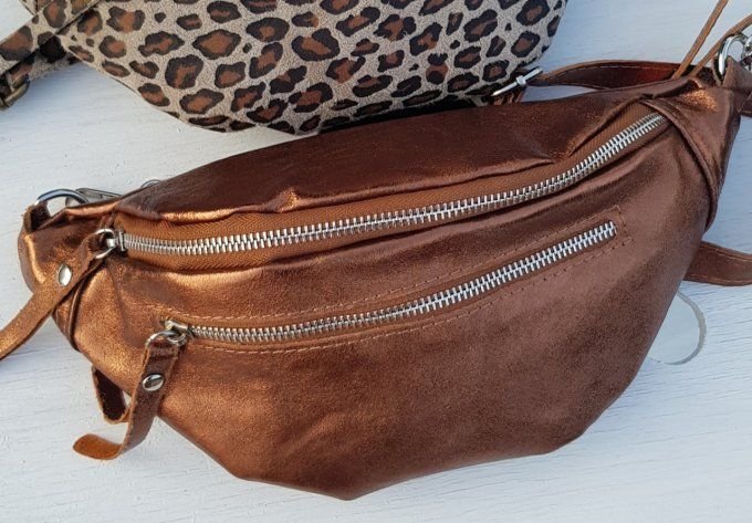 Sac banane en cuir brillant divers coloris  Doré, Bronze, Argenté, Noir, Chocolat , Rose nude 