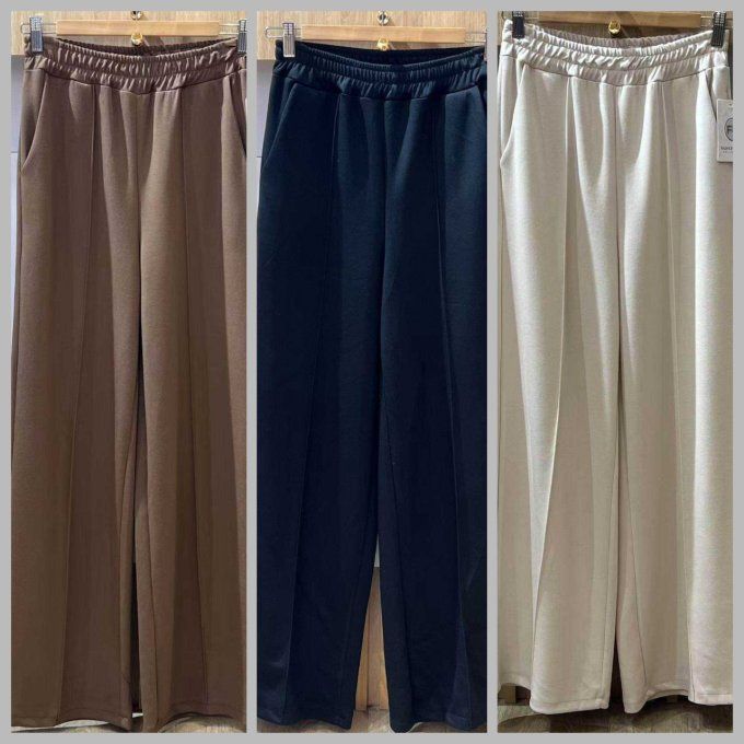 Pantalon tendance  coupe évasé  pli devant Noir ou Camel, taille unique 36 au 42