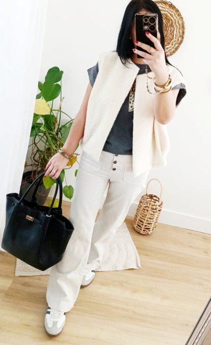 Pantalon beige tendance 34 36 petit 38 