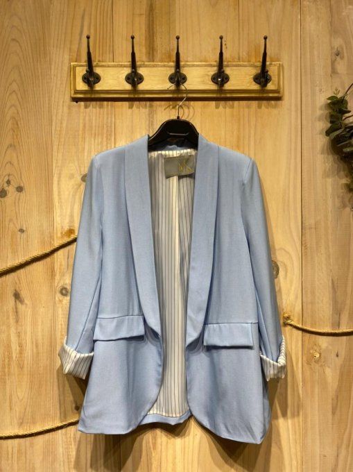 Blazer avec doublure rayée Blanc ou Bleu T.U jusqu'au 40