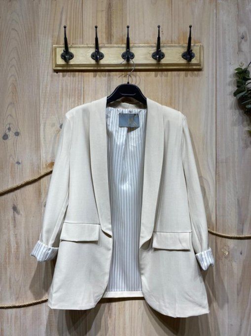 Blazer avec doublure rayée Blanc ou Bleu T.U jusqu'au 40