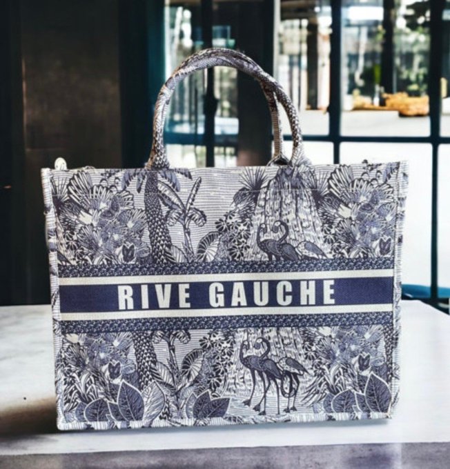 Sac inscription Rive gauche motif toile de Jouy -Divers coloris 
