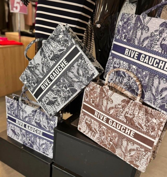 Sac inscription Rive gauche motif toile de Jouy -Divers coloris 