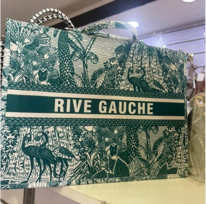 Sac inscription Rive gauche motif toile de Jouy -Divers coloris 