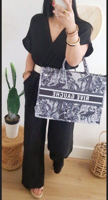 Sac inscription Rive gauche motif toile de Jouy -Divers coloris 