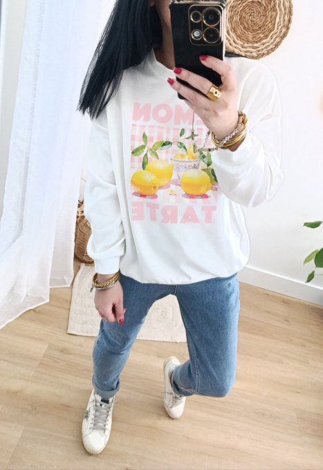 Sweat blanc Lemon tarte jusqu'au 42 44( taille unique)