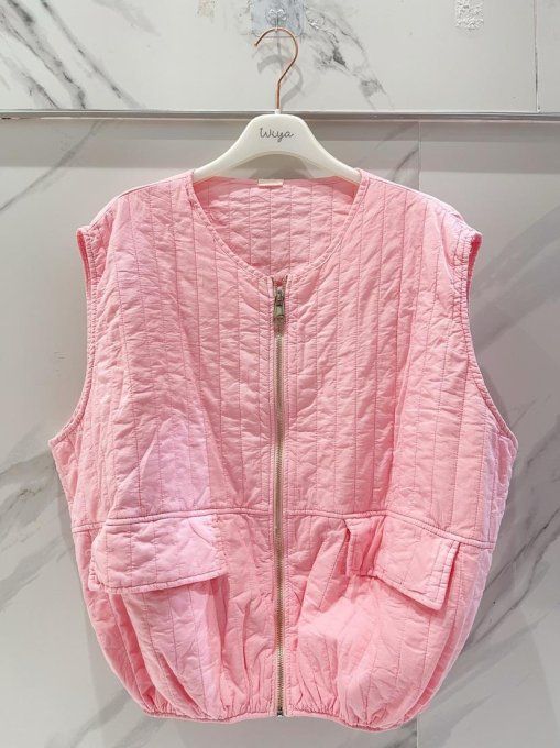 Veste sans manches style matelassée rose Wiya jusqu'au 40 (taille unique)