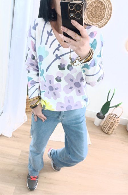 Pull fleuri 2 variantes taille unique jusqu'au 42 