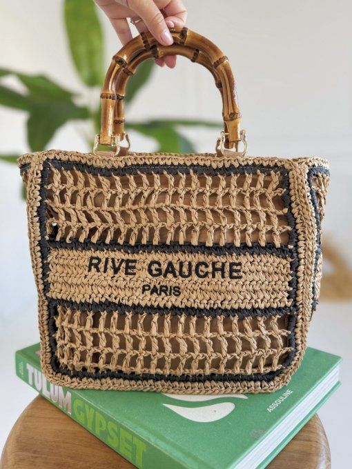 Sac estival inscription rive gauche petit format  inscription - noir ou blanc 