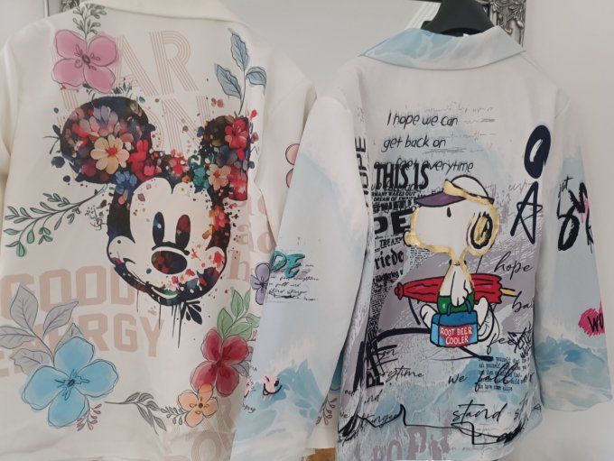 Blazer fun Mickey ou Snoopy taille unique 38 au 42