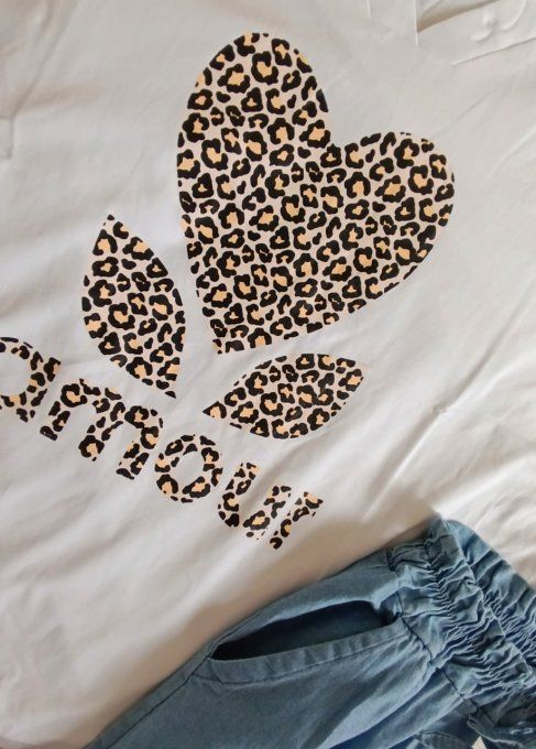 Tee shirt logo Amour léopard S M ou L