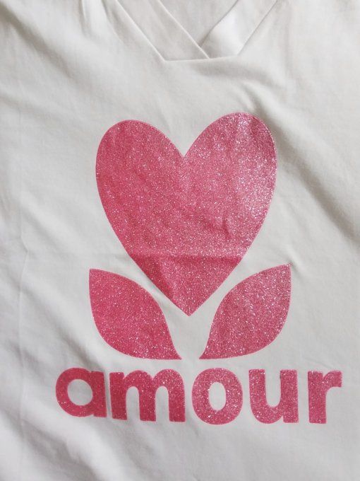 Tee shirt logo Amour rose S M ou L