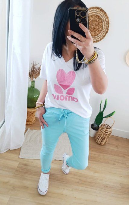 Tee shirt logo Amour rose S M ou L