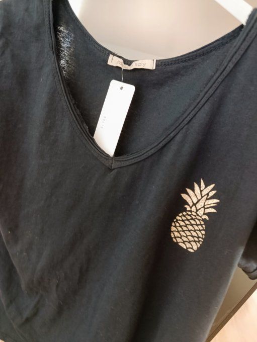 Tee shirt ananas Corail ou Noir taille unique 34 au 40