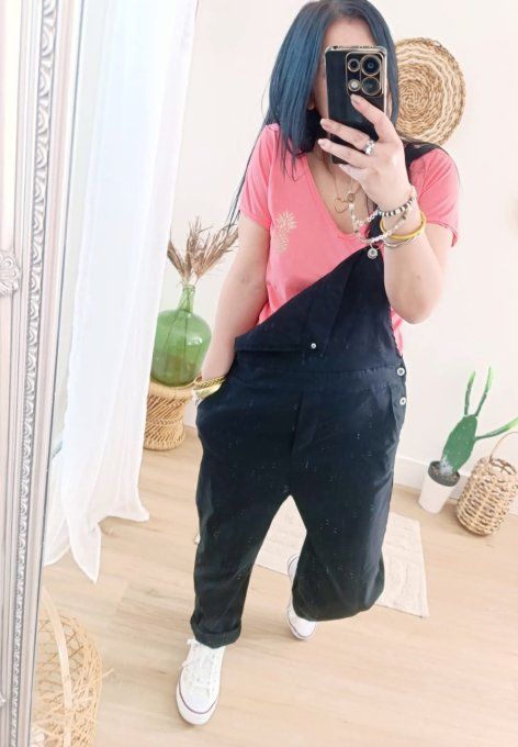 Tee shirt ananas Corail ou Noir taille unique 34 au 40