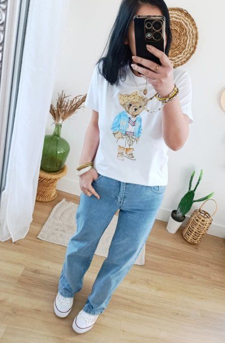 Tee shirt ourson noeud paillettes jusqu'au 38 taille unique