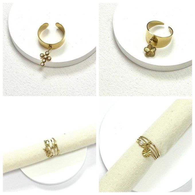 Bague doré à pampilles 4 variantes 