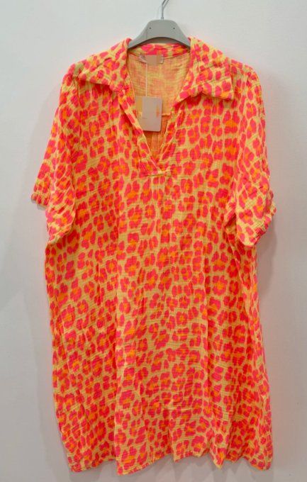 Belle robe en gaze de coton Imprimé animal 3 coloris 