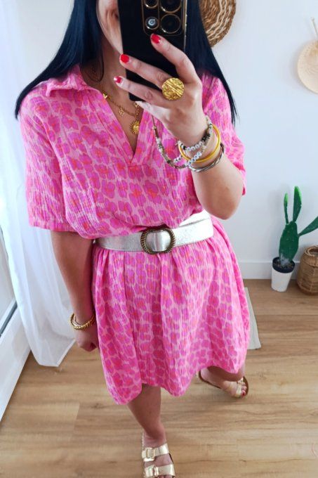 Belle robe en gaze de coton Imprimé animal 3 coloris 