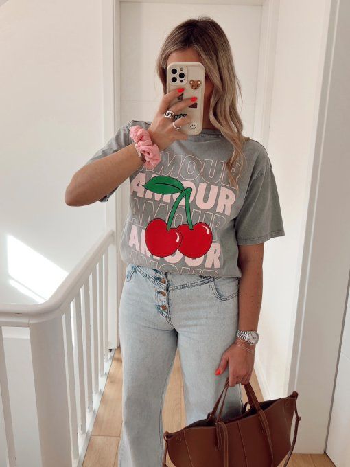 Tee shirt amour Mon Chéri Blanc ou rose - T.U jusqu'au 40