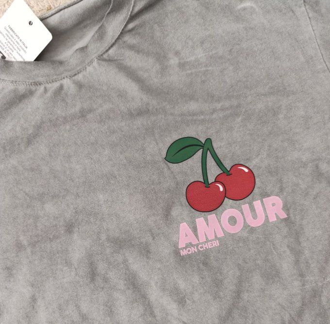 Tee shirt amour Mon Chéri Blanc ou rose - T.U jusqu'au 40