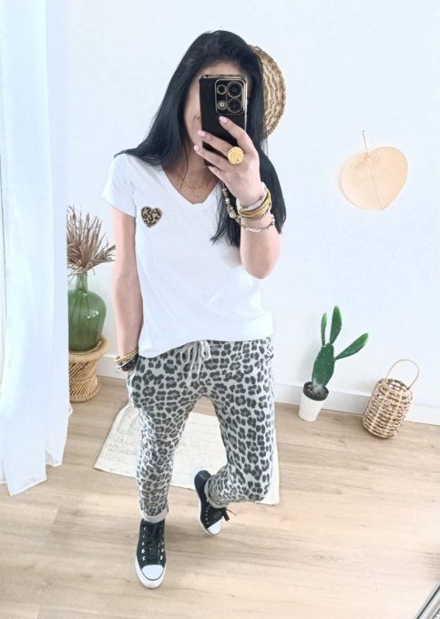 Pantalon magique en coton léopard taille unique 36 au 40 
