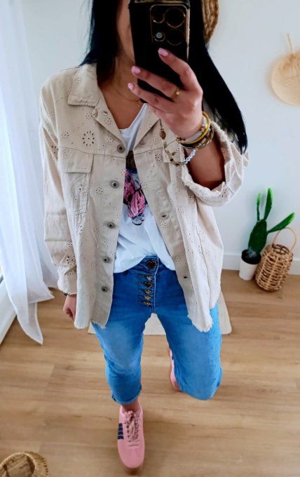 Veste broderie anglaise en coton