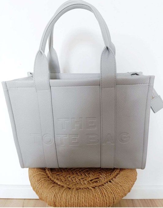 Sac inscription the tote bag simili cuir  grainé 3 coloris 