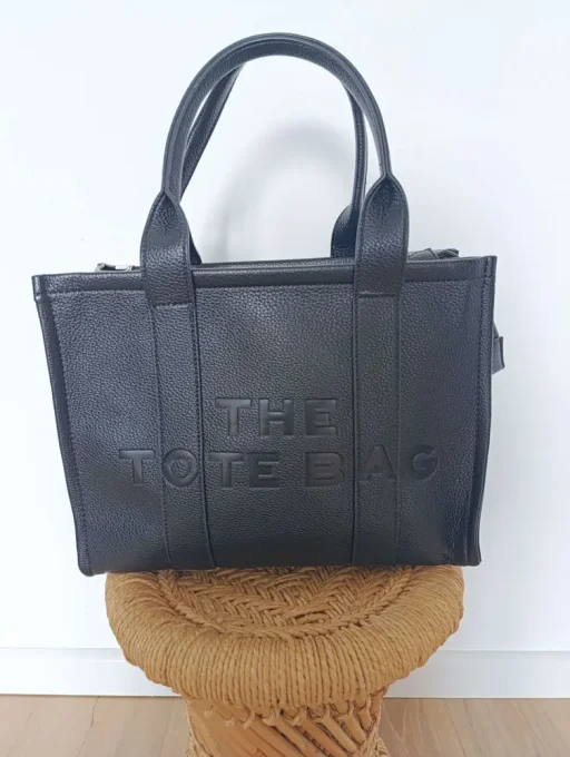 Sac inscription the tote bag simili cuir  grainé 3 coloris 