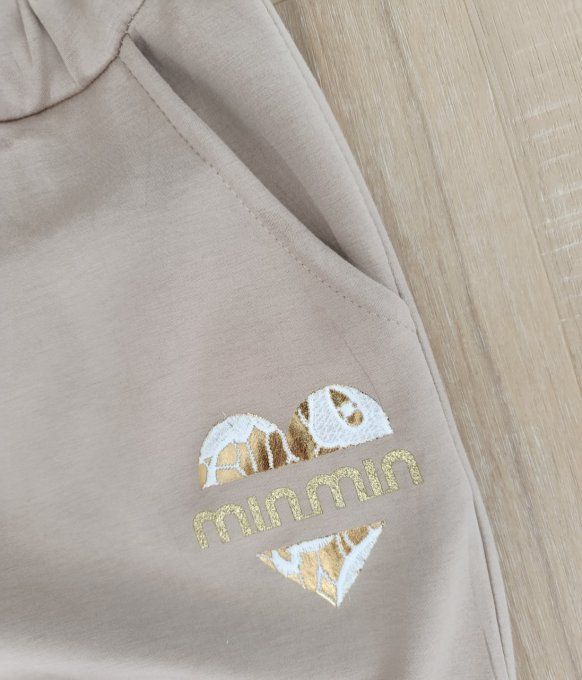 Pantalon jogging beige inscription Min Min beige 