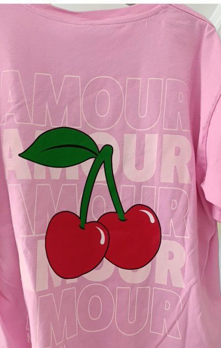 Tee shirt amour Mon Chéri Blanc ou rose - T.U jusqu'au 40