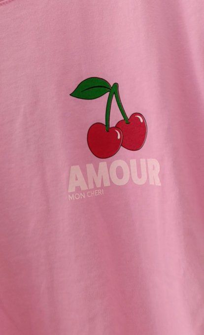 Tee shirt amour Mon Chéri Blanc ou rose - T.U jusqu'au 40